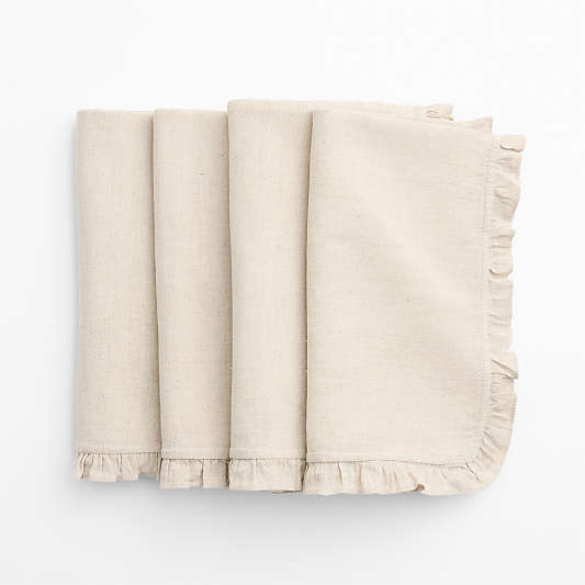 Ruffle Natural Cotton Linen Blend, Set of 4