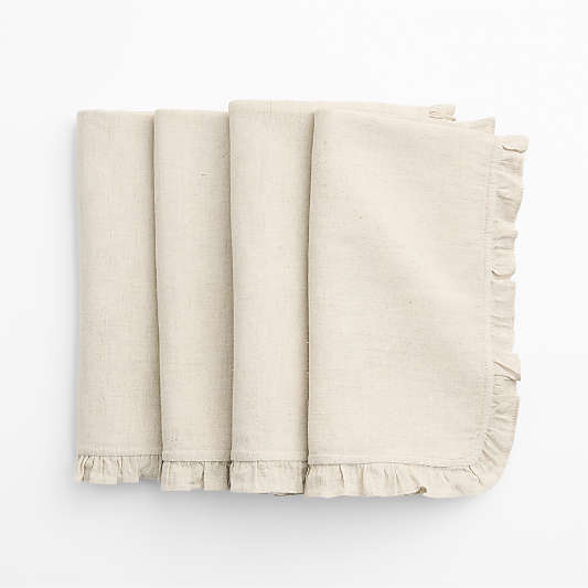 Ruffle Natural Cotton Linen Blend, Set of 4