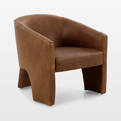 Top grain 2024 leather barrel chair