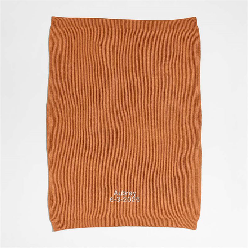 Canyon Orange Rib Knit Baby Stroller Blanket