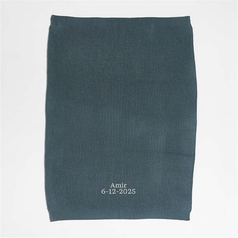 Slate Blue Rib Knit Baby Stroller Blanket - image 4 of 8