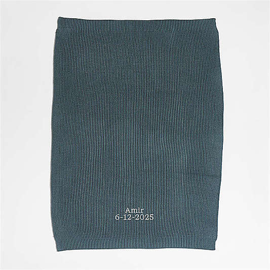 Rib Knit Slate Blue Recycled Baby Stroller Blanket