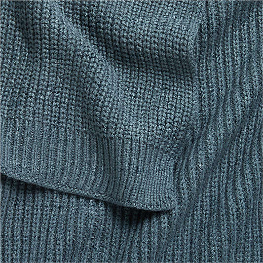 Slate Blue Rib Knit Baby Stroller Blanket