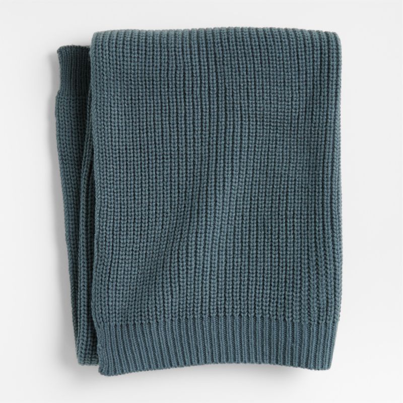 Slate Blue Rib Knit Baby Stroller Blanket