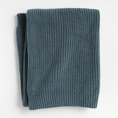 Slate Blue Rib Knit Baby Stroller Blanket