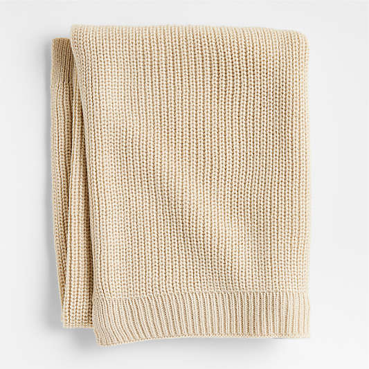 Stone Tan Rib Knit Baby Stroller Blanket