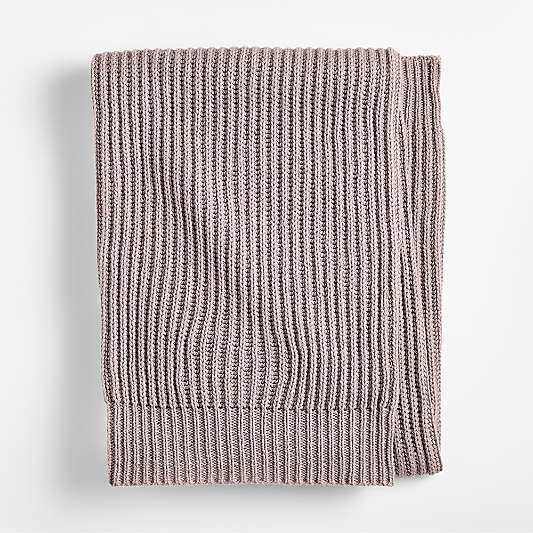 Twilight Taupe Rib Knit Organic Cotton Baby Stroller Blanket