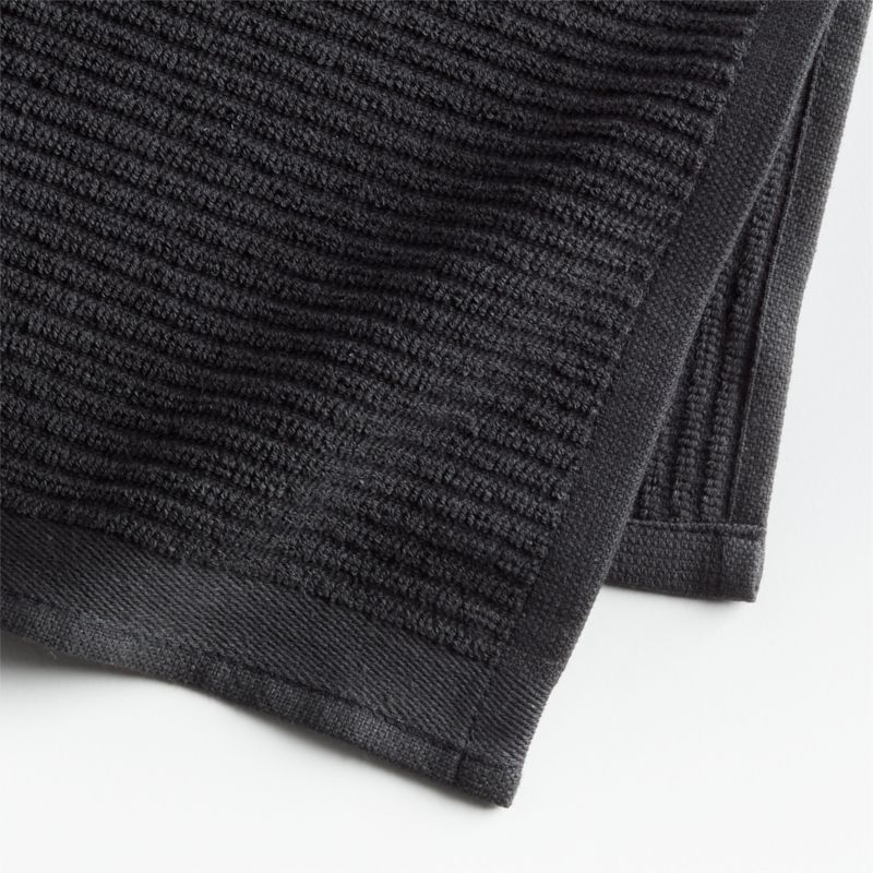 Ribbed Bar Mop Black Organic Cotton Dish Towels, Set of 4