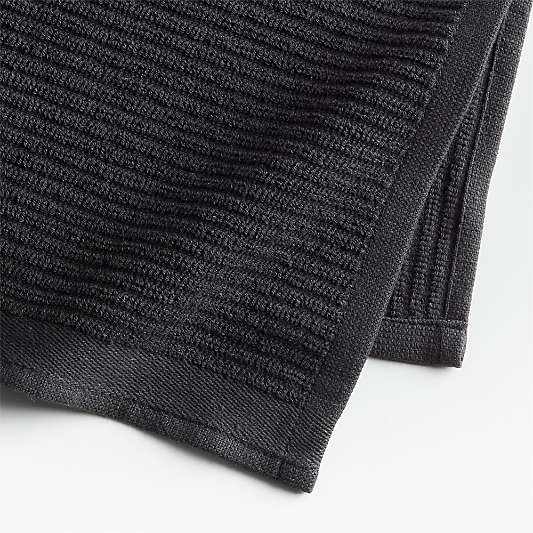 Ribbed Bar Mop Black Organic Cotton Dish Cloths, Set of 4