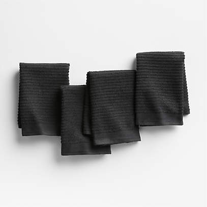 Ribbed Bar Mop Black Organic Cotton Dishcloths, Set of 4 + Reviews