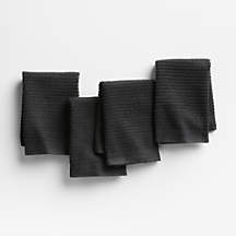 Ribbed Bar Mop Black Organic Cotton Dish Cloths, Set of 4 + Reviews | Crate & Barrel