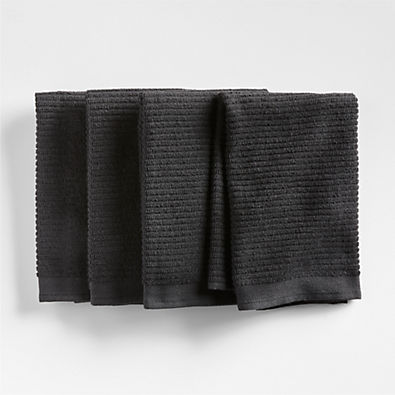 View Ribbed Bar Mop Black Organic Cotton Kitchen Towels, Set of 4 details