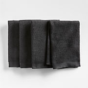Ribbed Bar Mop Black Organic Cotton Dishcloths, Set of 4