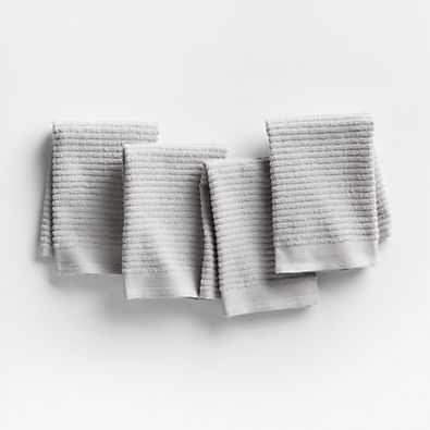 View Ribbed Bar Mop Grey Organic Cotton Dish Cloths, Set of 4 details