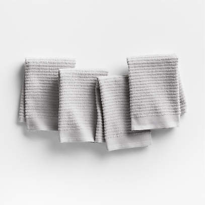 Ribbed Bar Mop Grey Organic Cotton Dishcloths, Set of 4 + Reviews