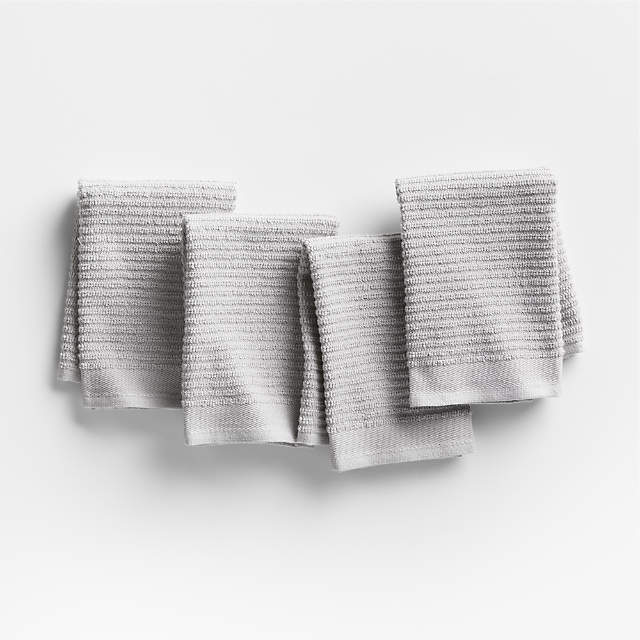 Ribbed Bar Mop Black Organic Cotton Dish Towels, Set of 4