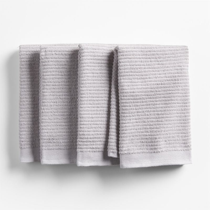 Ribbed Bar Mop White Organic Cotton Dish Towels, Set of 4