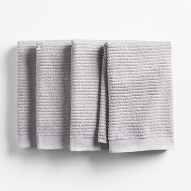 View Ribbed Bar Mop Grey Organic Cotton Kitchen Towels, Set of 4 details