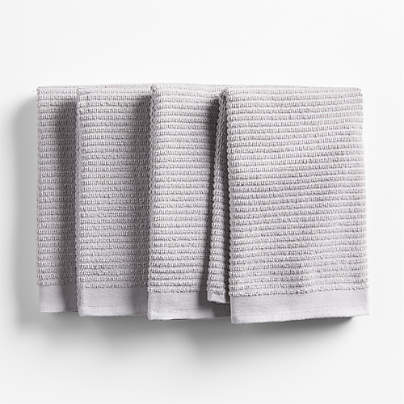 Ribbed Bar Mop Grey Organic Cotton Kitchen Towels, Set of 4