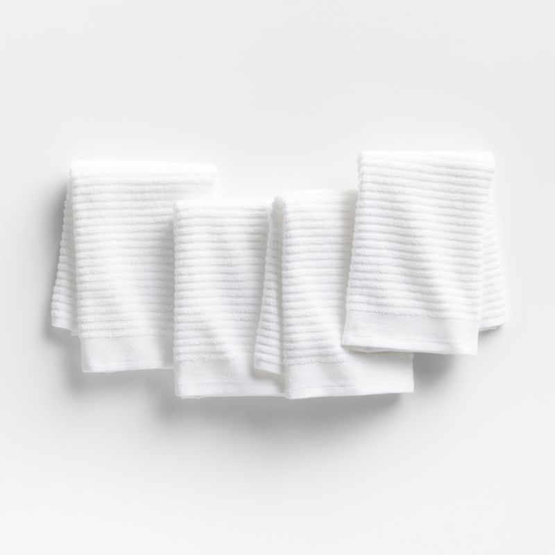 Ribbed Bar Mop White Organic Cotton Dishcloths, Set of 4 + Reviews ...