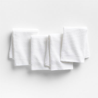 View Ribbed Bar Mop White Organic Cotton Dish Cloths, Set of 4 details