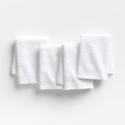 Ribbed Bar Mop White Organic Cotton Dish Cloths, Set of 4