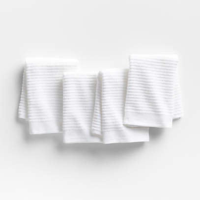 Ribbed Bar Mop White Organic Cotton Dishcloths, Set of 4 + Reviews