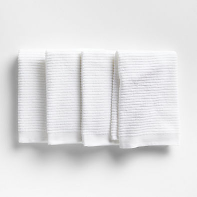 View Ribbed Bar Mop White Organic Cotton Kitchen Towels, Set of 4 details