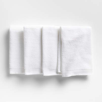 Ribbed Bar Mop White Organic Cotton Kitchen Towels, Set of 4