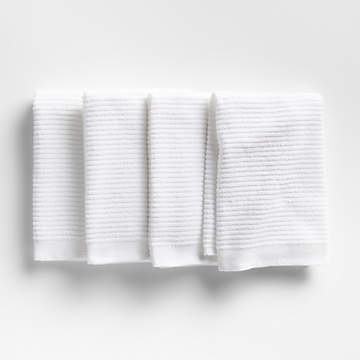 Ribbed Bar Mop Black Organic Cotton Dish Towels, Set of 4