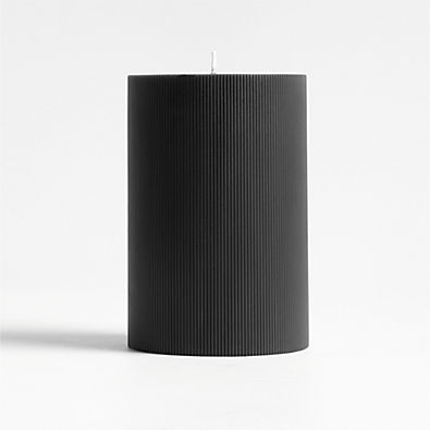 View 4"x6" Ribbed Black Pillar Candle details