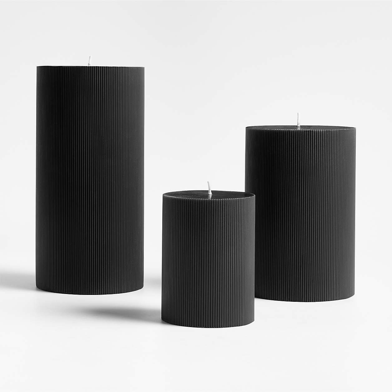 Ribbed Black Pillar Candles Crate & Barrel Canada