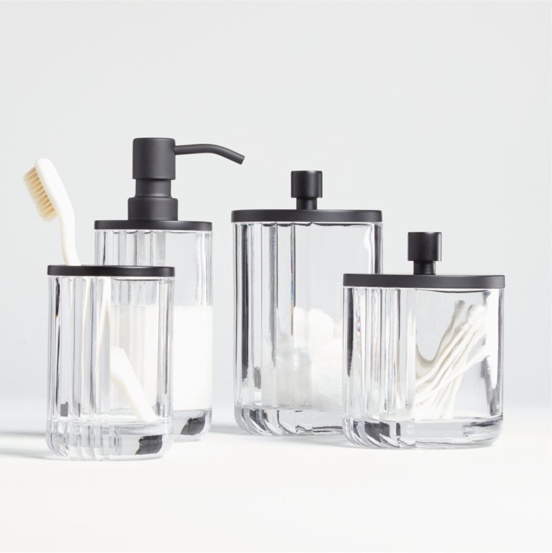 Ribbed Black Glass Canister Large