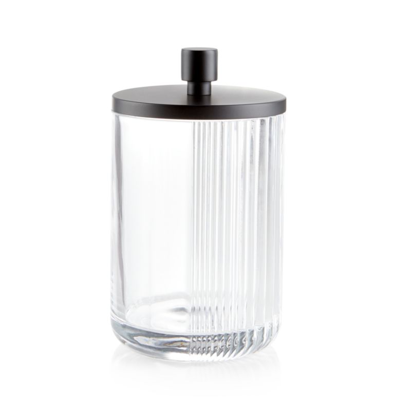 Ribbed Black Glass Canister Large