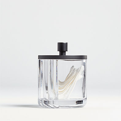 View Ribbed Black Glass Canister Small details