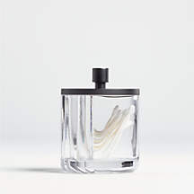 Ribbed Black Glass Canister Small + Reviews | Crate & Barrel
