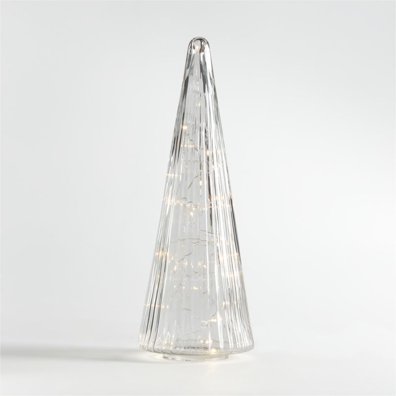 Large Ribbed Clear Glass Christmas Tree 17.5" - image 0 of 16