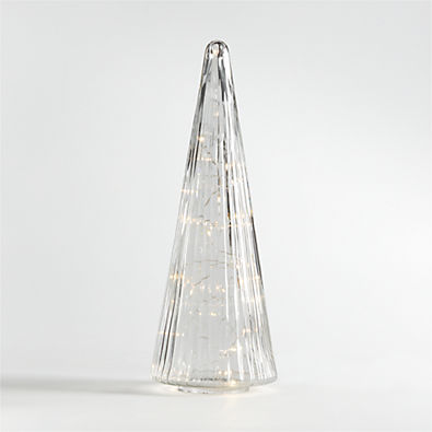 View Large Ribbed Clear Glass Christmas Tree 17.5" details