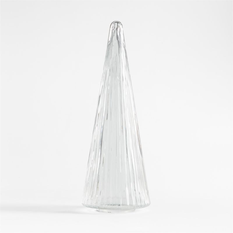 Large Ribbed Clear Glass Christmas Tree 17.5" - image 4 of 16