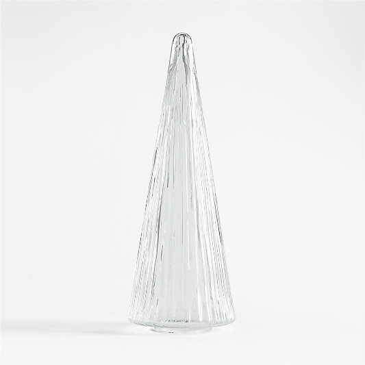 Large Ribbed Clear Glass Christmas Tree 17.5"