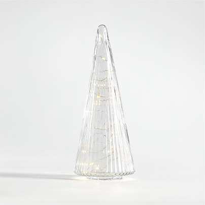 Medium Ribbed Clear Glass Christmas Tree 13.5"