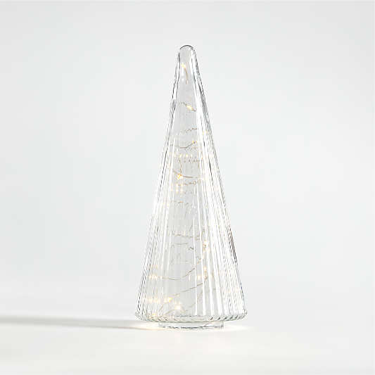 Medium Ribbed Clear Glass Christmas Tree 13.5"