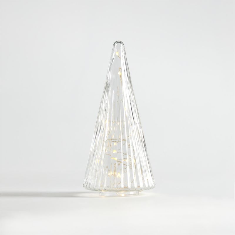 Small Ribbed Clear Glass Christmas Tree 9" - image 0 of 17