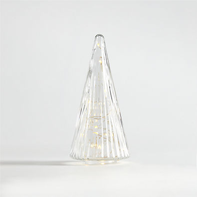 View Small Ribbed Clear Glass Christmas Tree 9" details