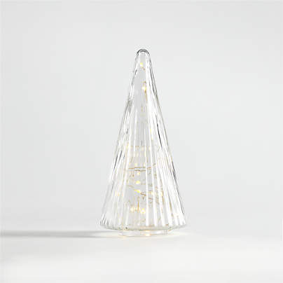 Small Ribbed Clear Glass Christmas Tree 9"