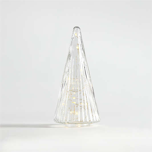 Small Ribbed Clear Glass Christmas Tree 9"