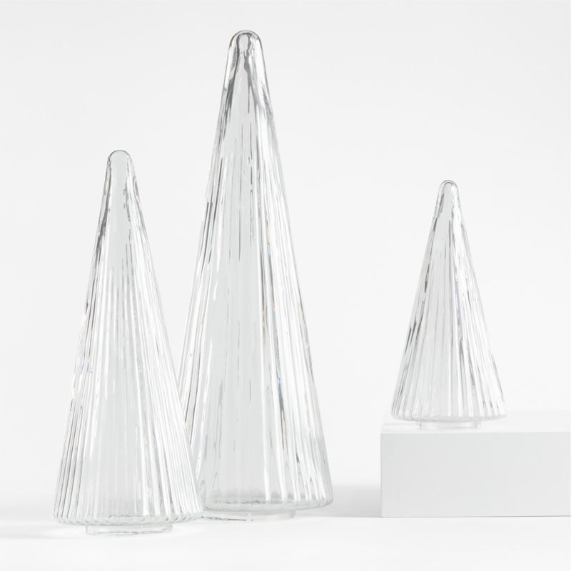 Ribbed Clear Glass Christmas Trees, Set of 3 - image 10 of 12