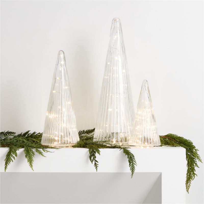 Ribbed Clear Glass Christmas Trees, Set of 3 - image 0 of 12