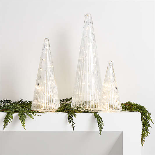 Large Ribbed Clear Glass Christmas Tree 17.5"