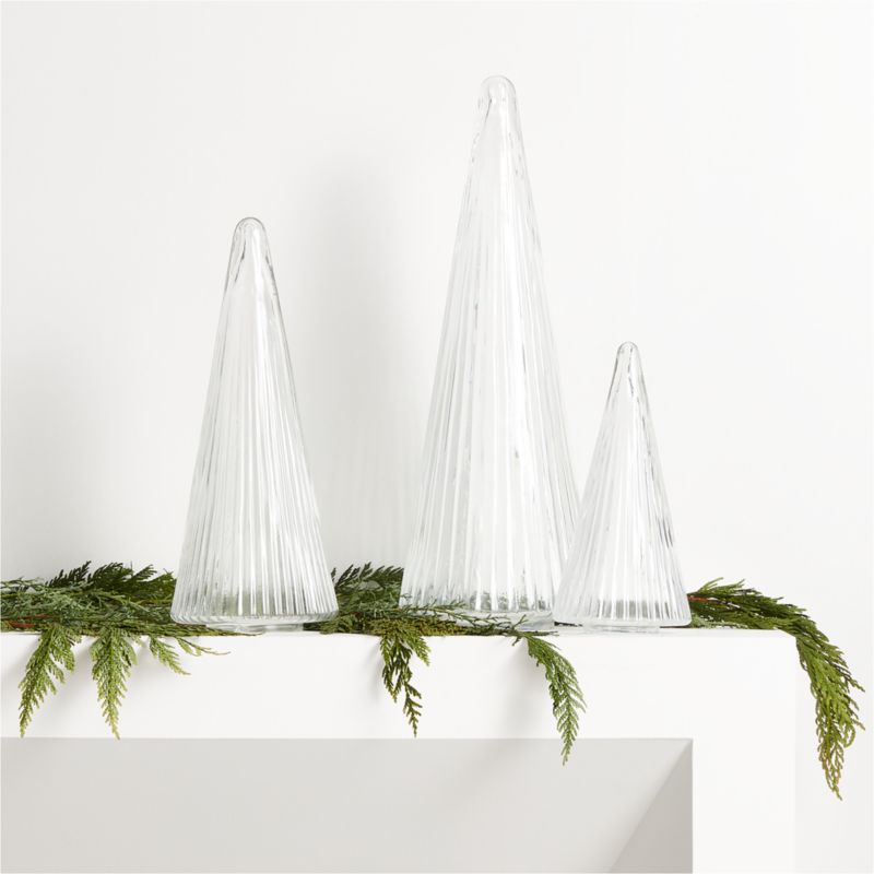 Ribbed Clear Glass Christmas Trees, Set of 3 - image 9 of 12